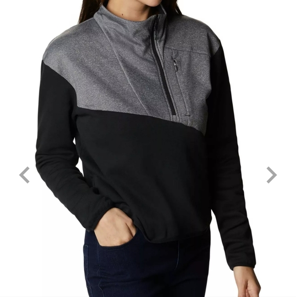 Columbia Women's Lodge Hybrid Pullover color black gray size XL - Picture 2 of 14